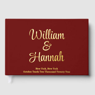 Livre D'or Chic moderne Mariage Bourgogne Gold Foil Hardcover