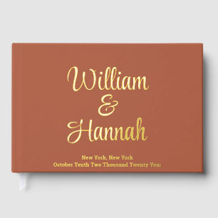 Livre D'or Chic moderne Mariage Terracotta Gold Foil Hardcove
