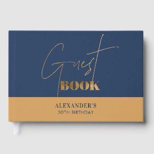 Livre D'or Chic Navy Or Script Anniversaire Merci