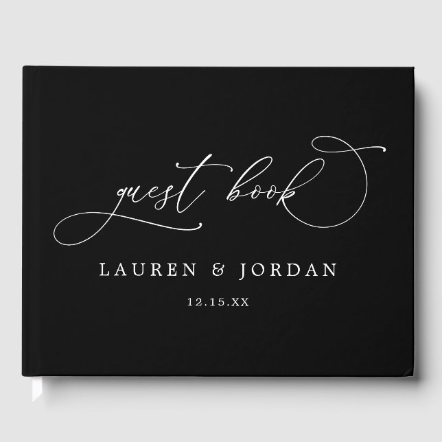 Livre D'or Chic Photo moderne Mariage noir & blanc (Recto)