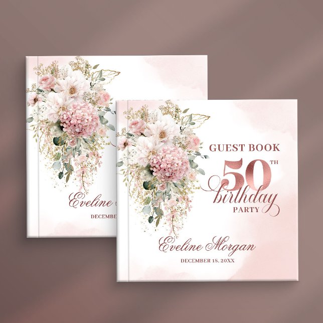Livre D'or Chic Rose Gold Eucalyptus 50th Birthday Guest Book (Chic Rose Gold Eucalyptus 50th Birthday Guest Book)