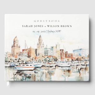 Livre D'or Chic Tampa Floride Skyline Mariage d'aquarelle