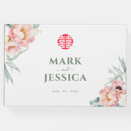 Livre D'or Chinois élégant double bonheur / Chant Hy Mariage