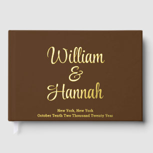 Livre D'or Chocolat Mariage moderne Brown avec couverture rig