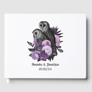 Livre D'or Chouettes florales violettes Mariage gothique