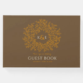 Livre D'or Chute brun blanc feuille orange mariage