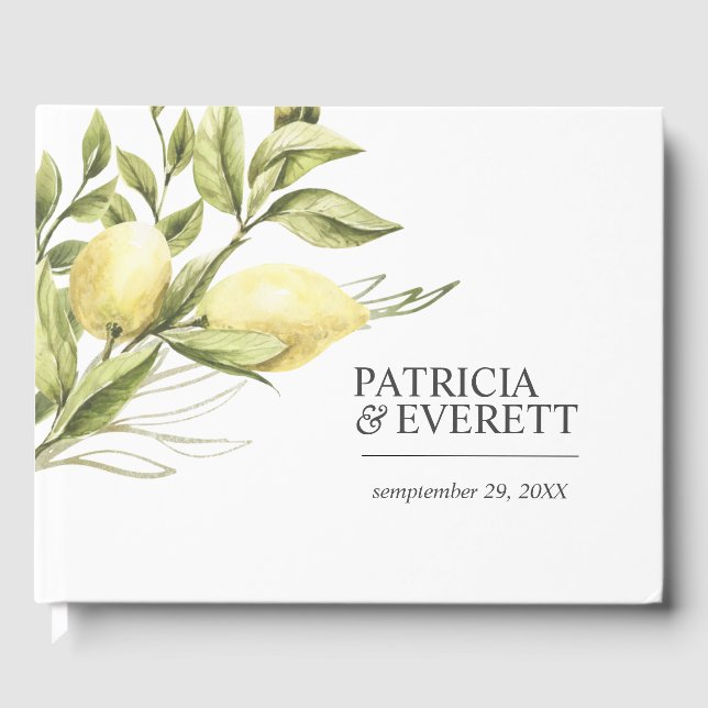 Livre D'or Citrons jaunes et feuillage | MARIAGE (Recto)