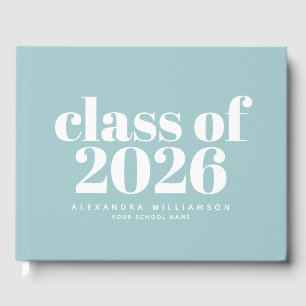 Livre D'or Classe de 2026 Rétro Bleu Clair Nom Personnalisé