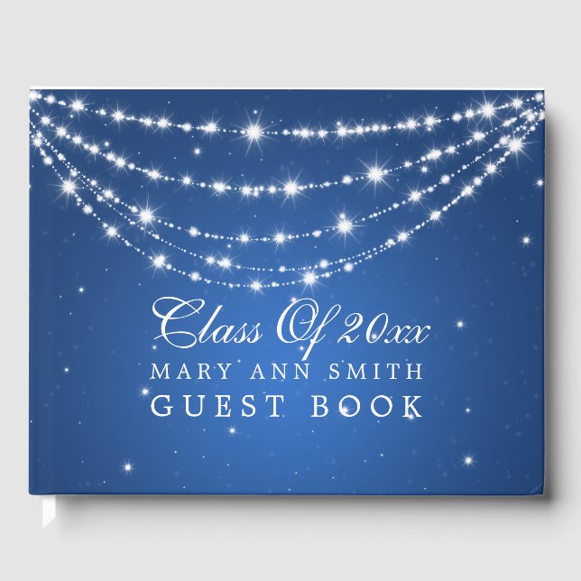 Livre D'or "Classe De" Graduation Party Sparkling Chain Blue (Recto)