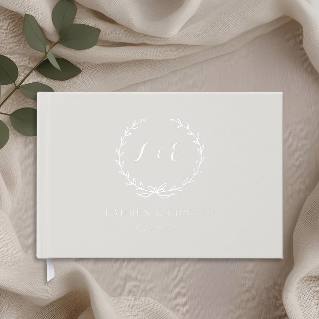 Livre D'or Classic Elegant Beige et Mariage de couronne d'arg (Créateur téléchargé)