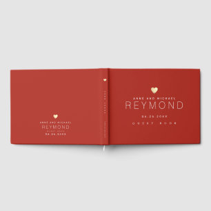 Livre D'or Cœur brique-rouge élégant moderne romantique