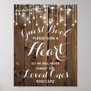 Livre d'or coeur guirlande lumineuse rustique mari