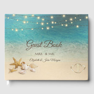 Livre D'or Coeurs de coquillages de plage tropicaux Mariage