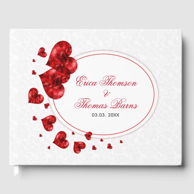 Livre D'or Coeurs rouges floraux (Recto)
