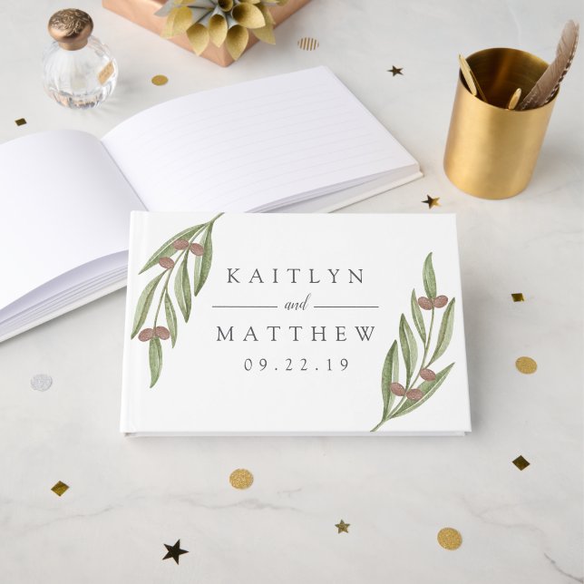 Livre D'or Collection de Mariages de Branches d'Olivier (Recto ouvert)