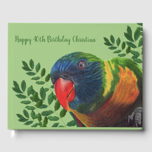 Livre D'or Coloré Macaw Parrot Vert Feuilles Anniversaire