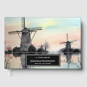 Livre D'or Condolence Windmills in Kinderdijk Aquarelle