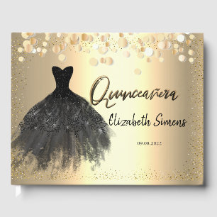 Livre D'or Confetti d'or, Robe noire Quinceañera
