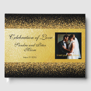 Livre D'or Confetti Gold Foil de luxe sur Noir