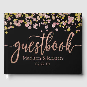Livre D'or Confetti Paillette Brillant Rose Gold Mariage Mono
