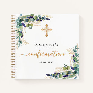 Livre d'or confirmation eucalyptus vert cross