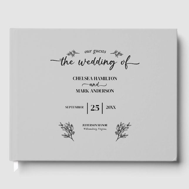 Livre D'or Cool Grey Mariage de script tendance (Recto)