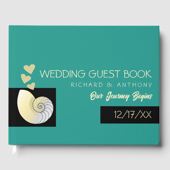 Livre D'or Coquillage et Coeurs, Mariage plage (Recto)