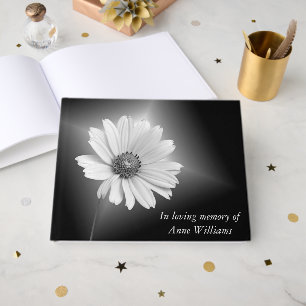 Livre D'or Cosmos Blanc Lumineux sur Fond Noir 
