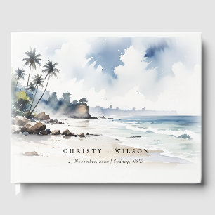 Livre D'or Côte Bali Beach Palm Tree Mariage d'aquarelle