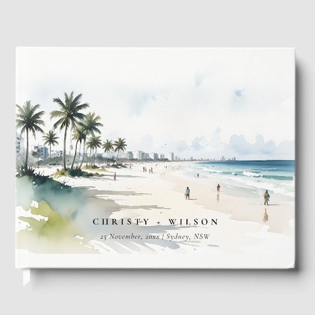 Livre D'or Côte Miami Beach Palm Tree Mariage d'aquarelle (Recto)