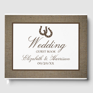 Livre D'or Country Rustic Horseshoe Sur Burlap Mariage