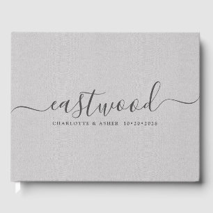 Livre D'or Couple Nom Mariage Monogram Grey Faux Linen