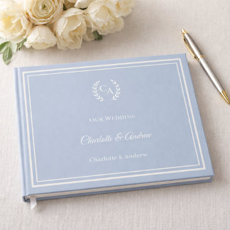 Livre D'or Couronne de mariage en bleu poussiéreux et ivoire