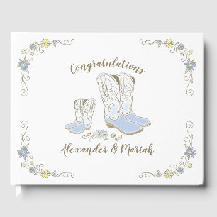 Livre D'or Cowboy Baby shower Pays Western Blue Boy