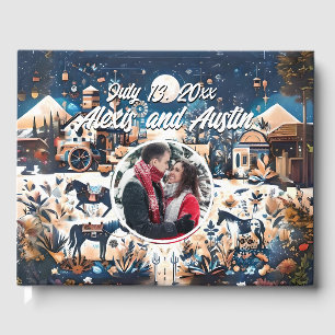 Livre D'or Cowboy & Bride Blue Western Style Mariage