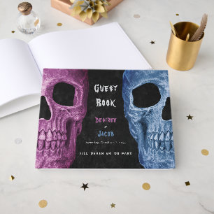 Livre D'or Crâne gothique tête rose bleu Hallowedding