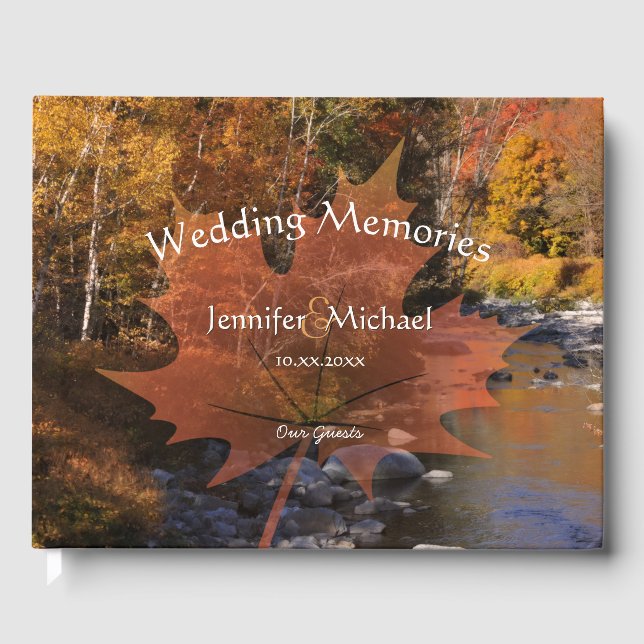 Livre D'or Creekside woods maple leaf automne souvenir mariag (Recto)