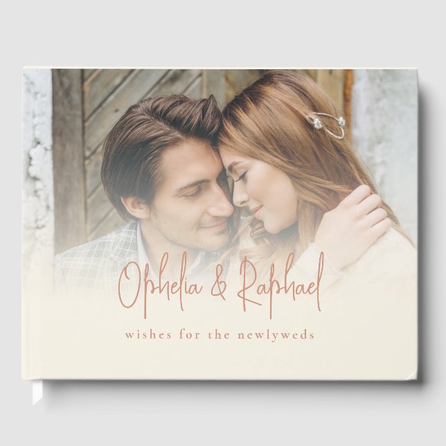 Livre D'or Crème de script de superposition de photo rustique (Recto)