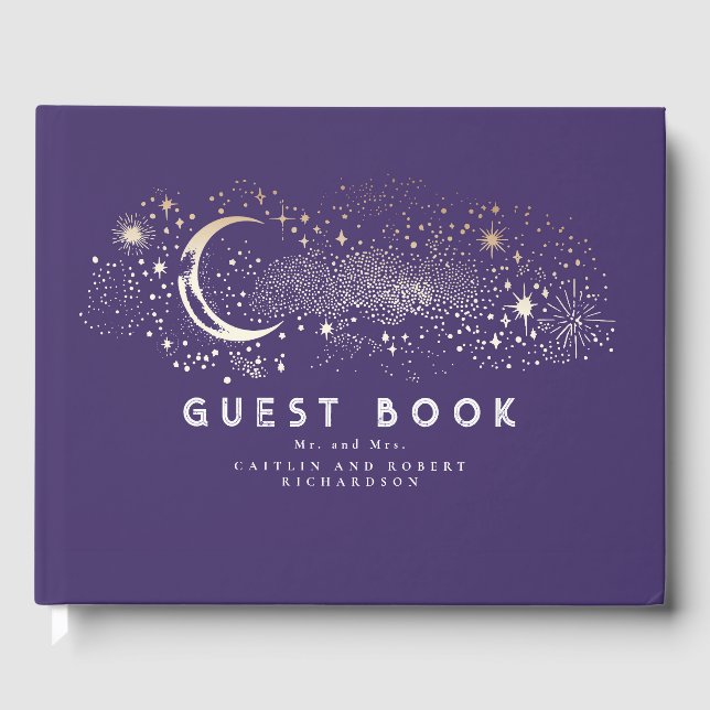 Livre D'or Crescent Moon Starry Nuit Mariage céleste (Recto)