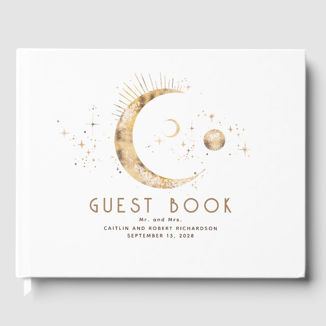 Livre D'or Crescent Moon Starry Nuit Mariage céleste (Recto)