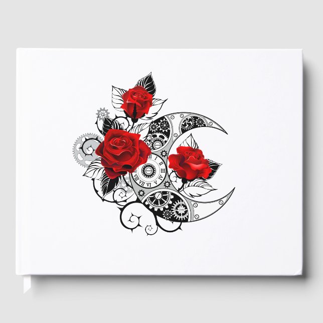 Livre D'or Croissant mécanique avec roses rouges (Recto)