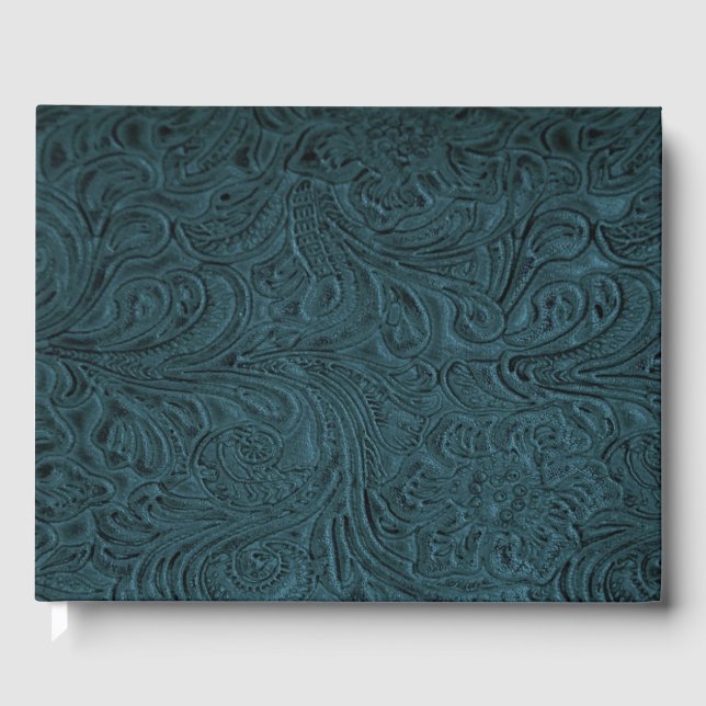Livre D'or Cuir à outils bleu turquoise (Faux) (Recto)