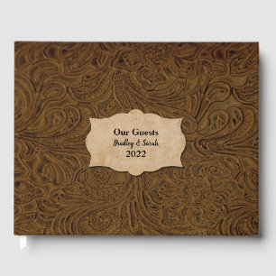 Livre D'or Cuir à outils Brown rustique (Faux) Personnalisé