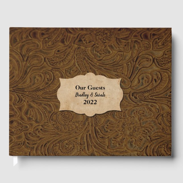 Livre D'or Cuir à outils Brown rustique (Faux) Personnalisé (Recto)