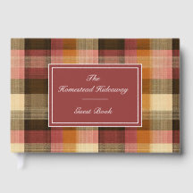 Custom Guest Book Gingham Style Vacation Rentals