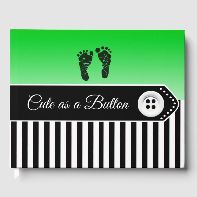 Livre D'or Cute as a Button Baby shower Keepsaké Guestbook (Recto)