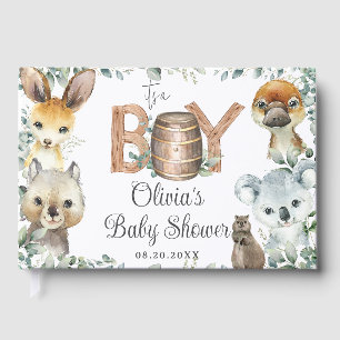 Livre D'or Cute Australian Animals Verdure Baby shower Garçon