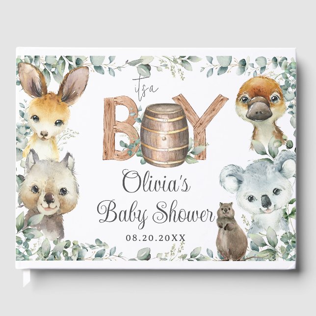 Livre D'or Cute Australian Animals Verdure Baby shower Garçon (Recto)