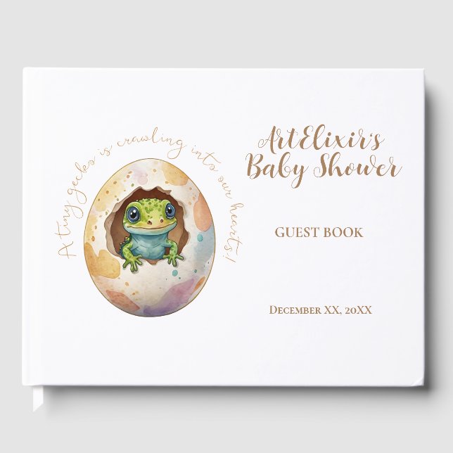 Livre D'or Cute Kawaii Gecko Lizard Baby shower d'oeufs (Recto)