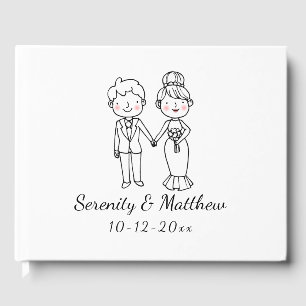 Livre D'or Cute marié Groom Whimsical Black Blanc Mariage